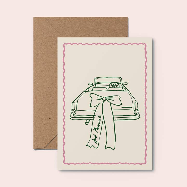 Carte vintage "Just Married" pour la vente par Moonshine Prints