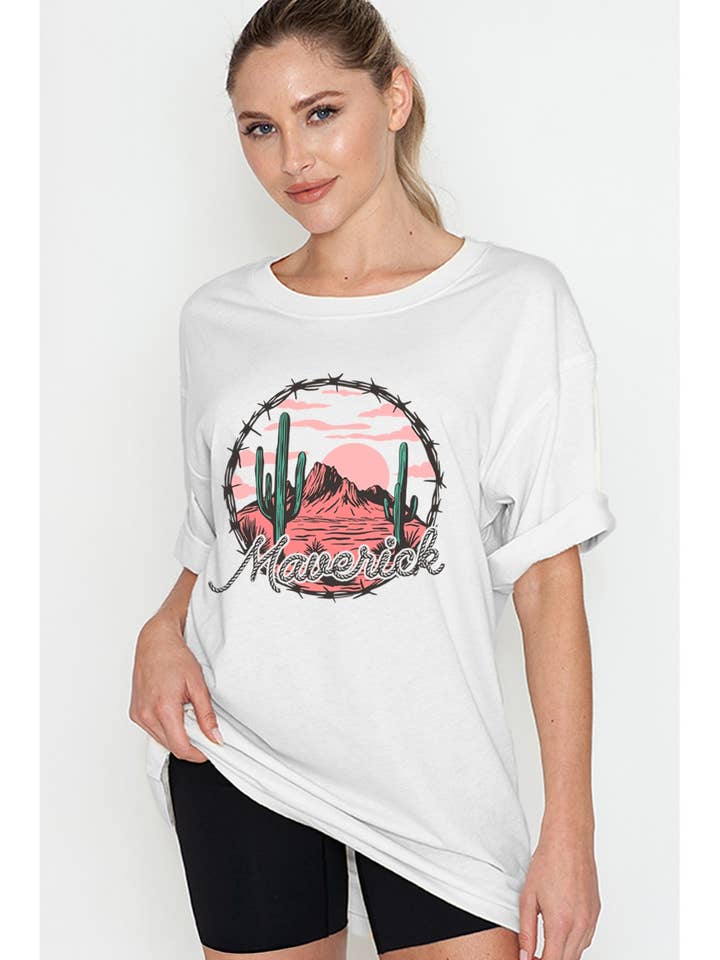 TEE SURDIMENSIONNÉ COUCHER DE SOLEIL DANS LE DÉSERT MAVERICK pour la vente par 2&moon