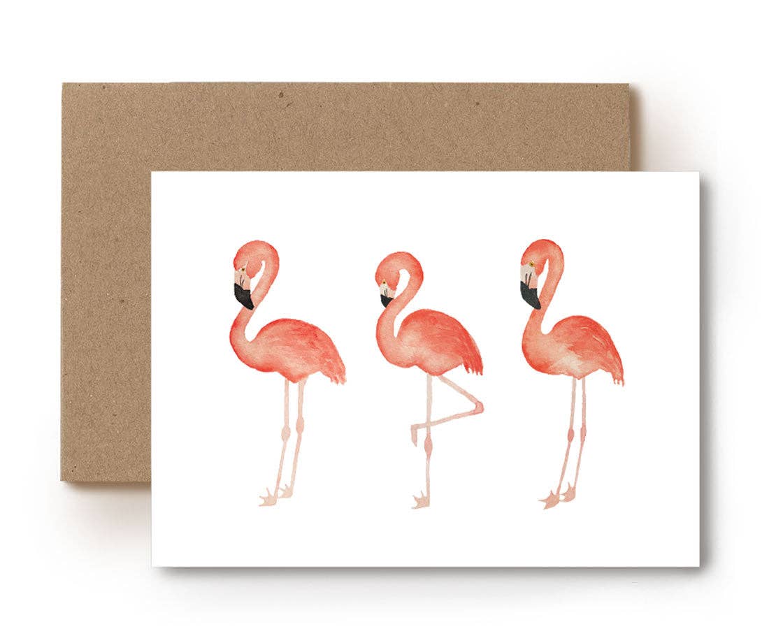 LoeLoe Creations - Wholesale Everyday Greeting Card - Flamingos - 3 Amigos0