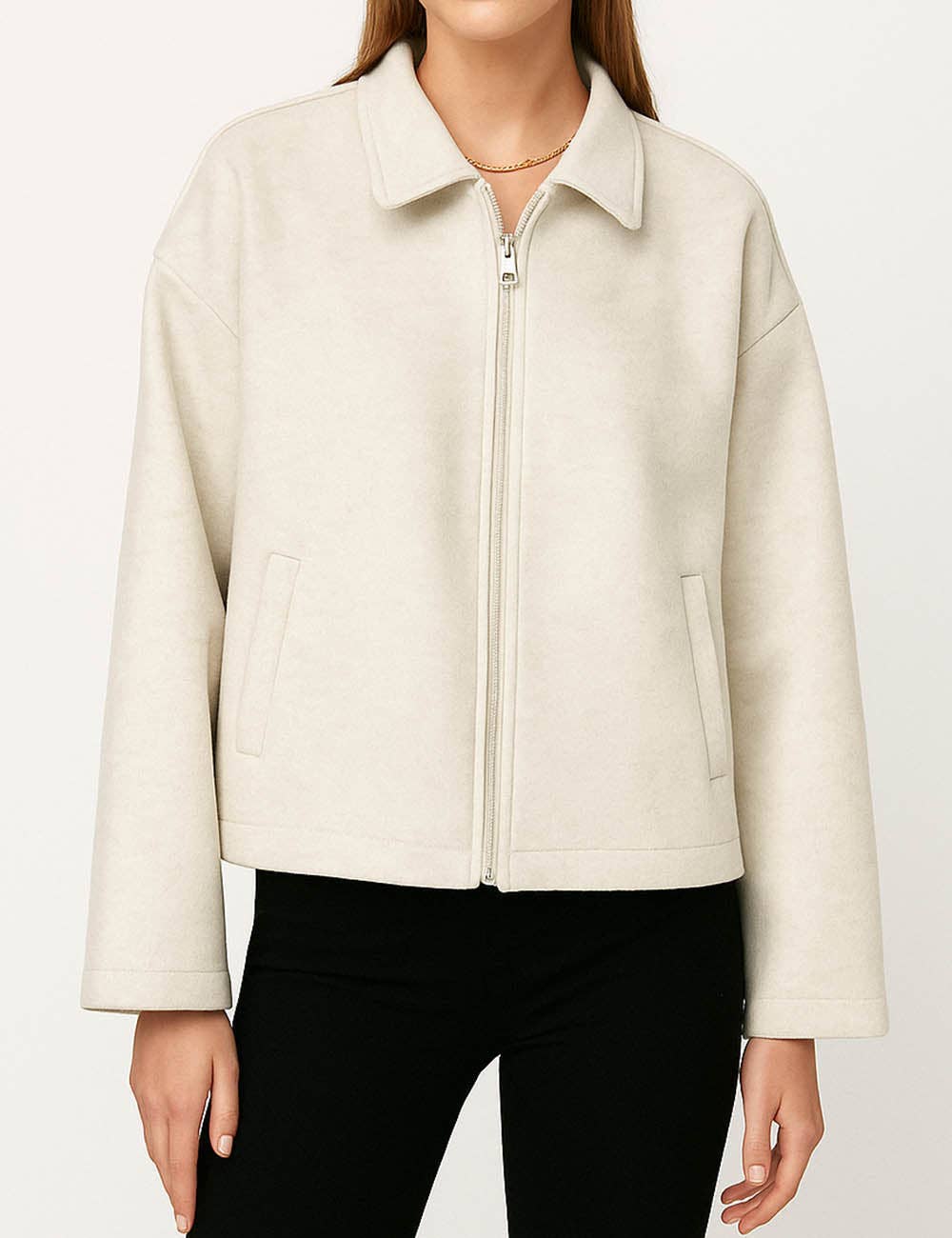 Sweetkama – wholesale Jacka - Dam – Damkappa i ullblandning med dragkedja och nedvikt krage4