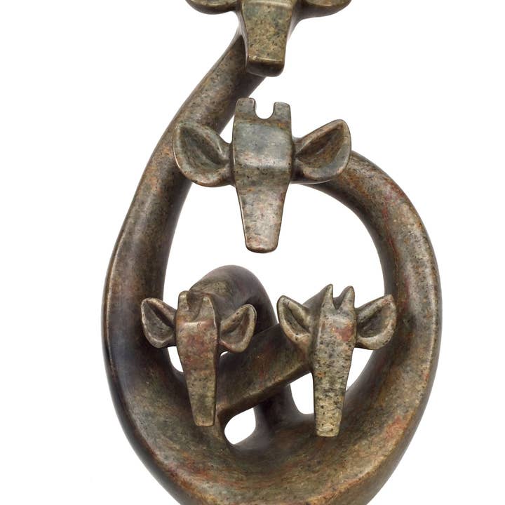 Mbare Home + Gift - Wholesale Sculpture - Abstract Giraffe Family of Four - 10"
