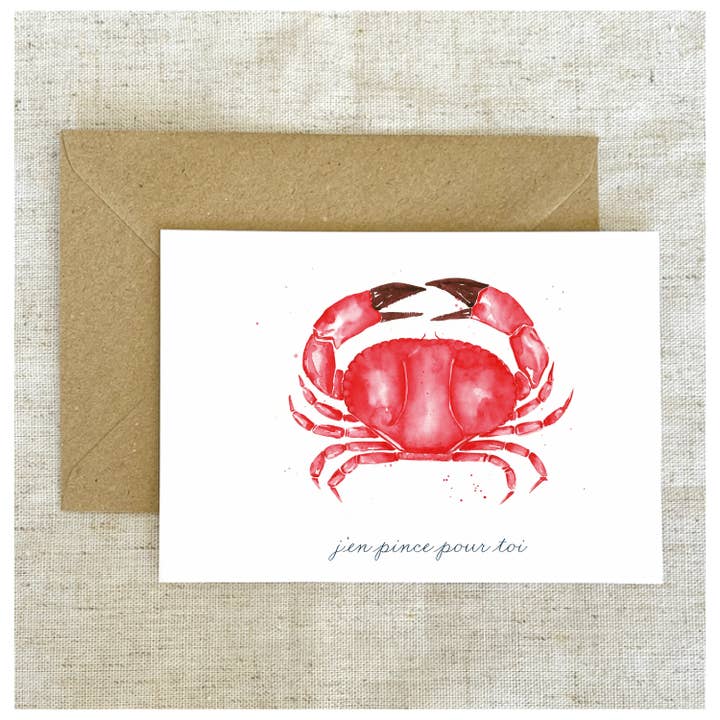 Bleu Coquille - Wholesale Postcard - Stationery Postcard - Crab