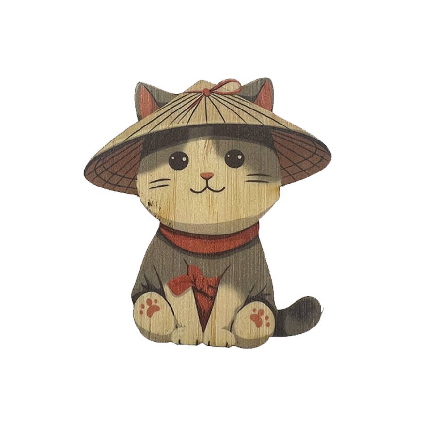 Bamboo Wood Stickers - Wholesale Sticker - Kawaii Japanese Cat0