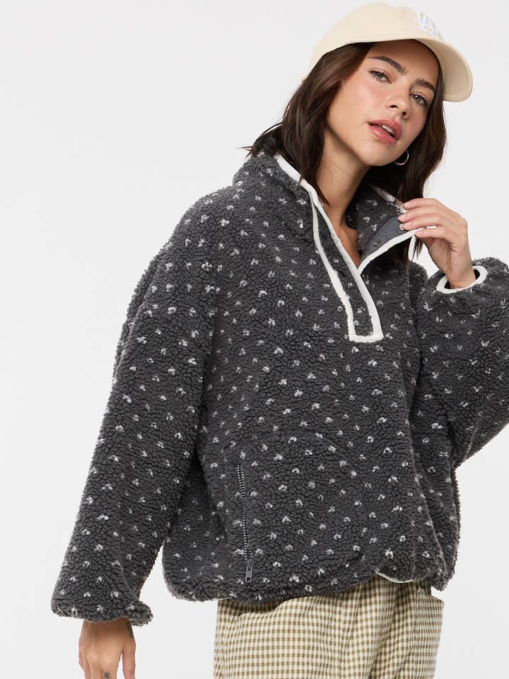 HEART SHERPA FLEECE PULLOVER / WL25-11073 for wholesale by Wishlist Apparel