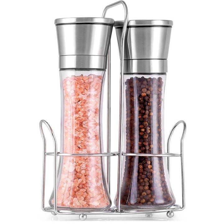 Zulay Kitchen - Wholesale Pepper Mill - Salt and Pepper Grinder with Lid Cap & Portable Holder
