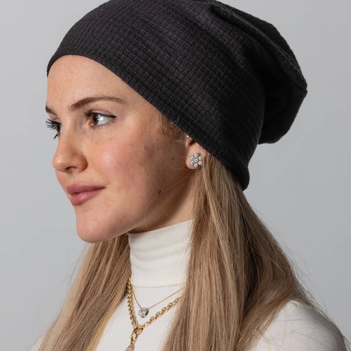 Black Waffle Beanie for wholesale by VALERI
