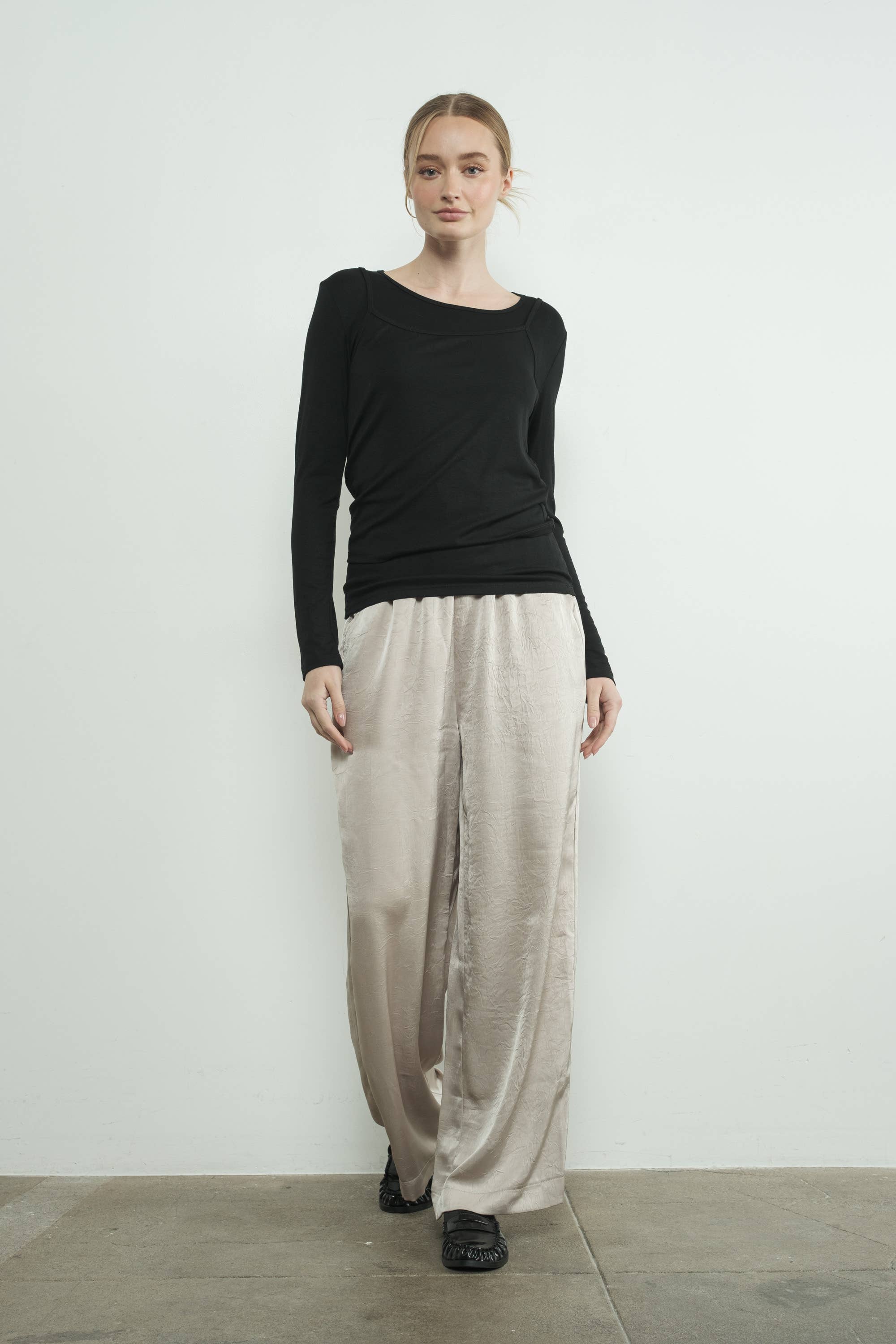 Aaron & Amber - Wholesale T-Shirt - Women's - MAT3127 TWO FER TANK LONG SLEEVE TOP3