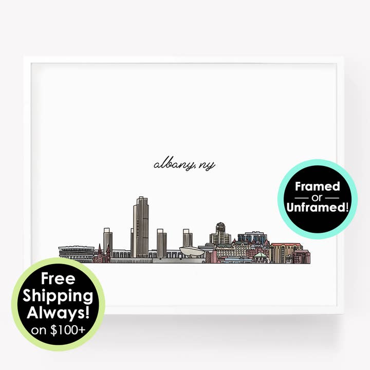 Albany skyline poster, Albany New York skyline print for wholesale by Sparks House Co.