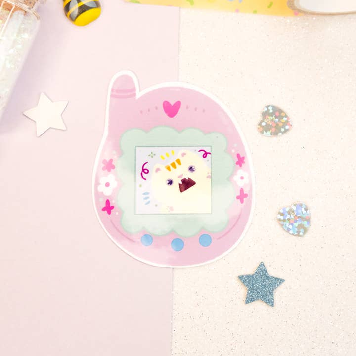 Cute Tamagotchi Cat Sticker pour la vente par Sparkles in the Wild