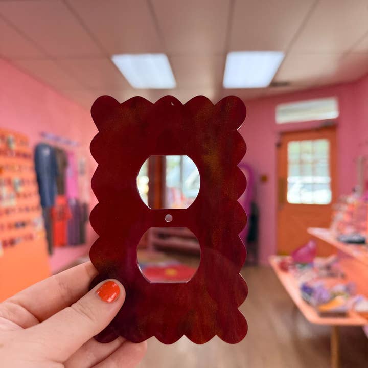 Burgundy & Gold Swirl Outlet Covers for wholesale by Sunshine Studio