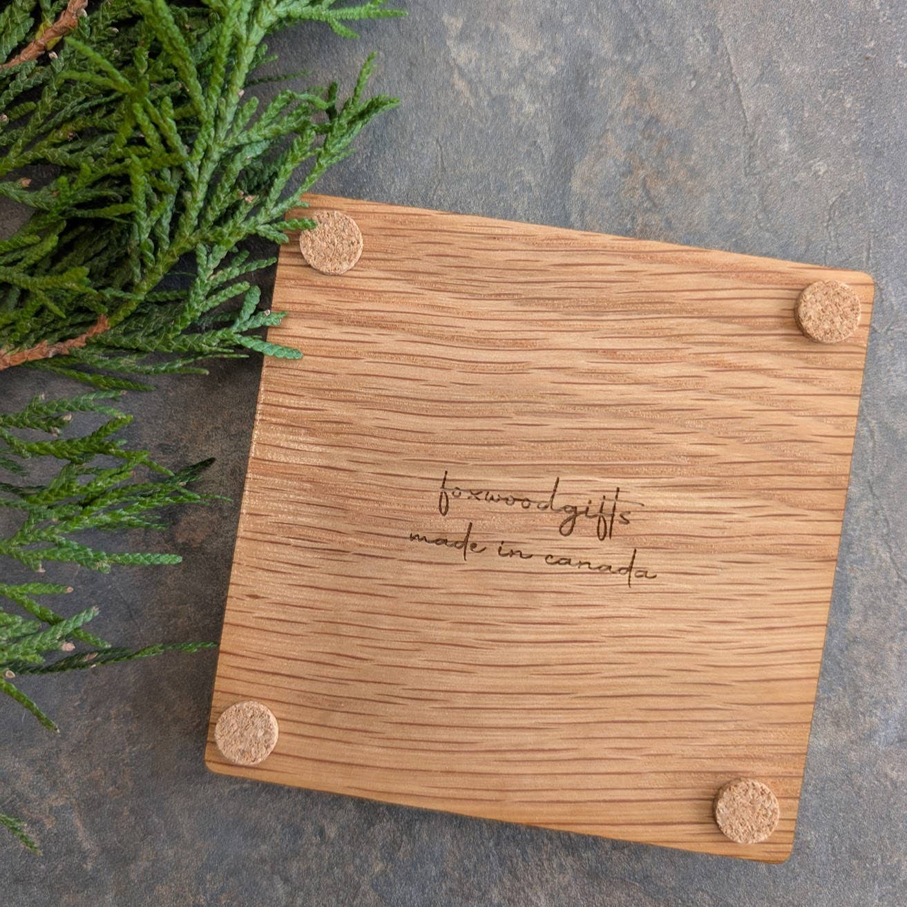 Foxwood Gifts Canada – wholesale Coasters – Maple Leaf Wood Inlay Coaster - Made in Canada3