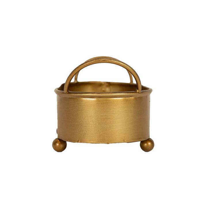 Foreside Home & Garden - Wholesale Plant Pot - Faye Boho Rounded Brass Mini Planter With Ball Feet Metal