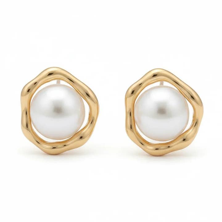 Ferskvandsrunde perleørestikker for engroshandel hos Angel Barocco