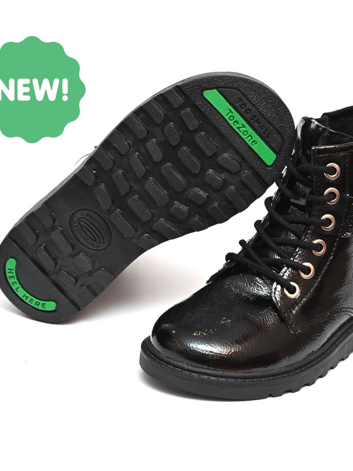 ABBY - Ankelstøvler i sort laklæder til piger for engroshandel hos ToeZone