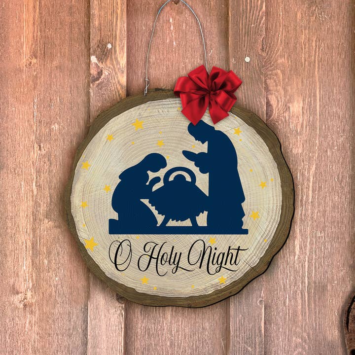Steel Southern Designs - Wholesale Door Hanger - "O Holy Night" Log End Door Hanger0