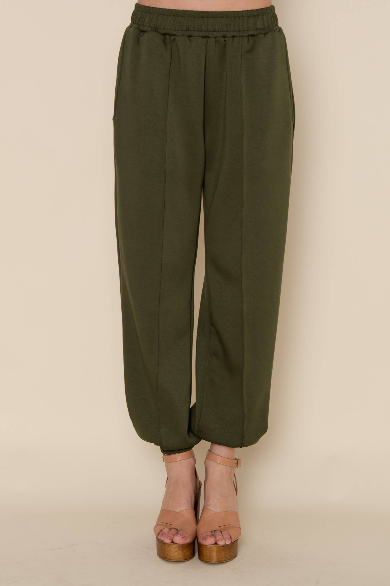 OLIVE ELASTIC WAIST JOGGER PANTS- PD6576FO for wholesale on Faire1