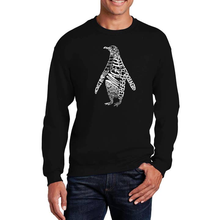 Men's Word Art Crewneck Sweatshirt - Penguin for wholesale by LA Pop Art