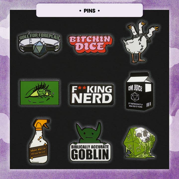 1985 Games - Wholesale Dice - Premium Mystery Dice - 7 Polyhedral Dice, D&D Pin & Sticker