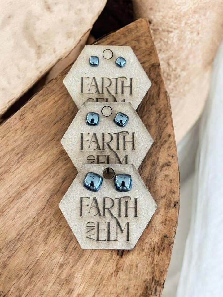 Hematite Cushion Studs for wholesale by Earth & Elm