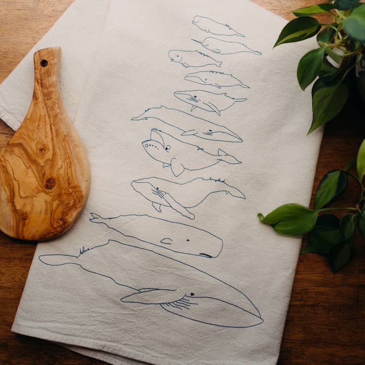 Stack O' Whales Tea Towel for wholesale by Leanne Shunney Illustration