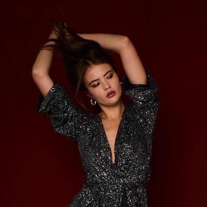 Sequin playsuit - 1588 and other Purchase Wholesale romperall. Free Returns & Net 60 Terms on Faire trending on Faire.