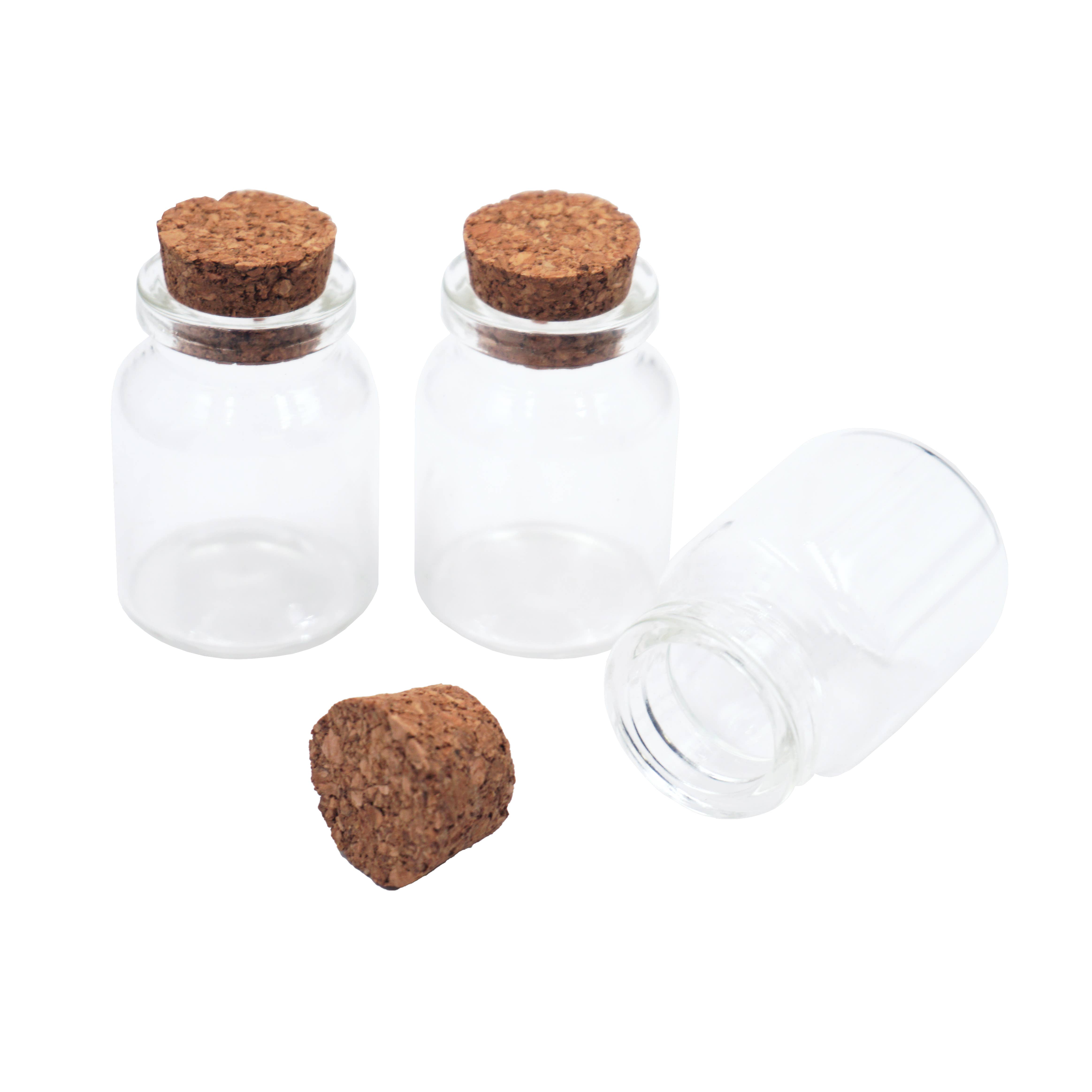 Angels Craft – wholesale Craft supplies – Mini Glass Bottle w/ Cork Lid, 20ml 3-ct2