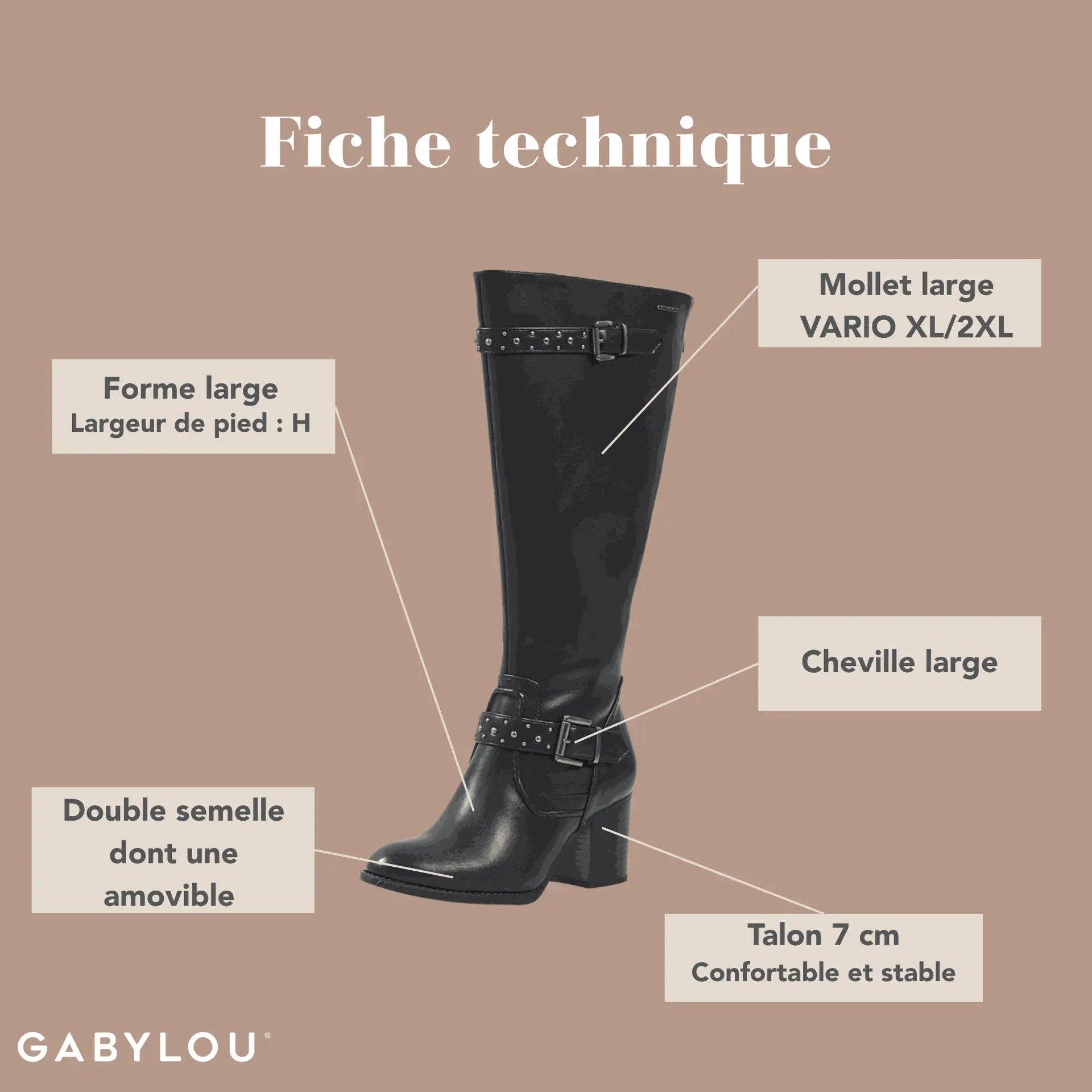 Gabylou - Wholesale Boots - Women's - VARIO XL/2XL boots for wide calves - Model Chrystel32