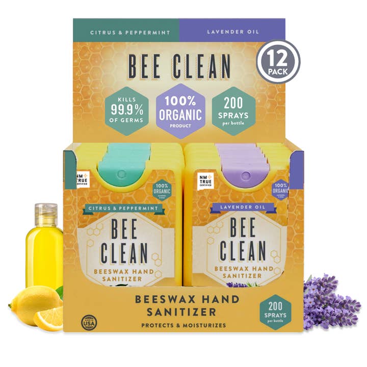 Organic Beeswax Bee Clean Hand Sanitizer Spray 12 pack for wholesale by Bee Clean