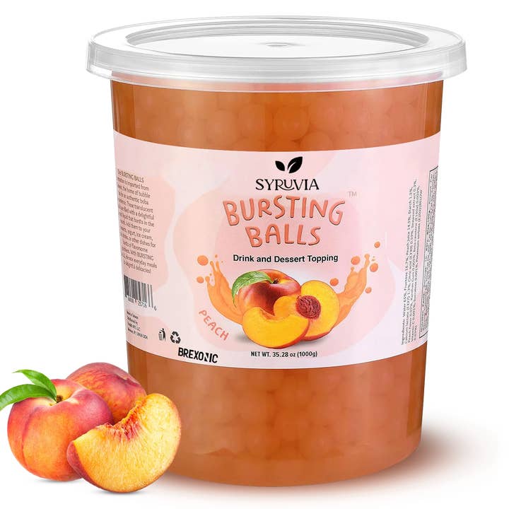 2 LB Peach Flavored Popping Boba for wholesale by Syruvia