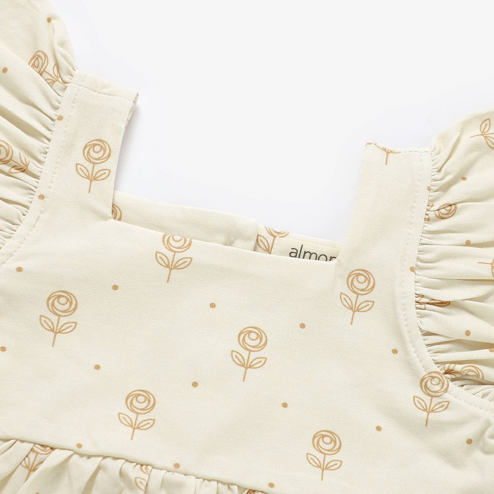 Almond Bud - Wholesale Dress - Kids - Little Girl Flutter Sleeve Rose Dress | Organic Cotton Dress4