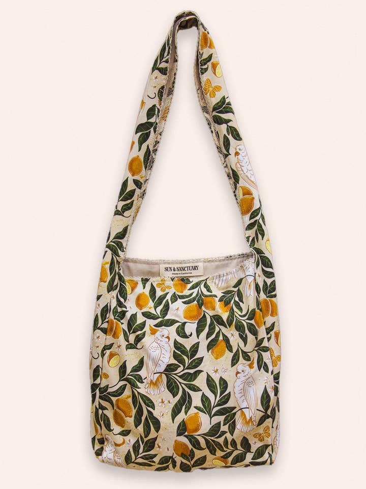 The Solvang Tote Bag in Lemons & Cockatoos for wholesale by Sun & Sanctuary