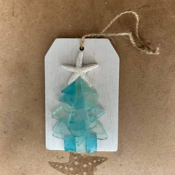 A SEAGLASS CREATION/SALTY SIGNS DESIGNS - Wholesale Ornament - Plank Seaglass tree Ornament/Gift Tag