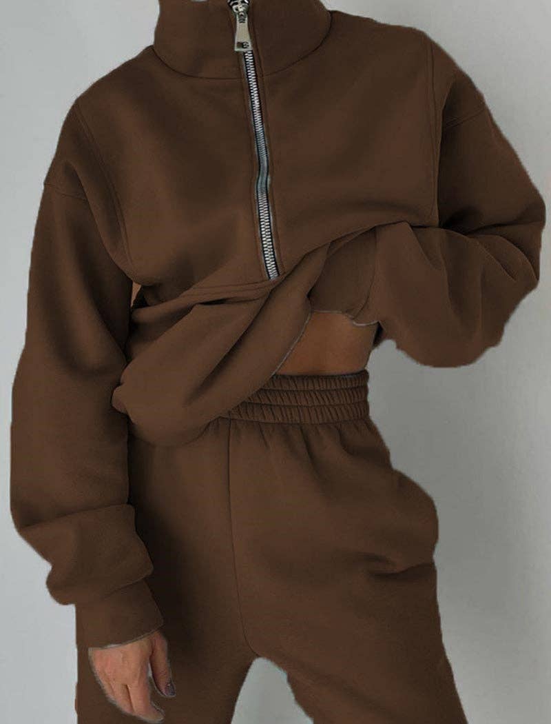 safistyle – Großhandel Loungewear-Set – Damen – Gekürztes Reißverschluss-Jackenset und Jogger0