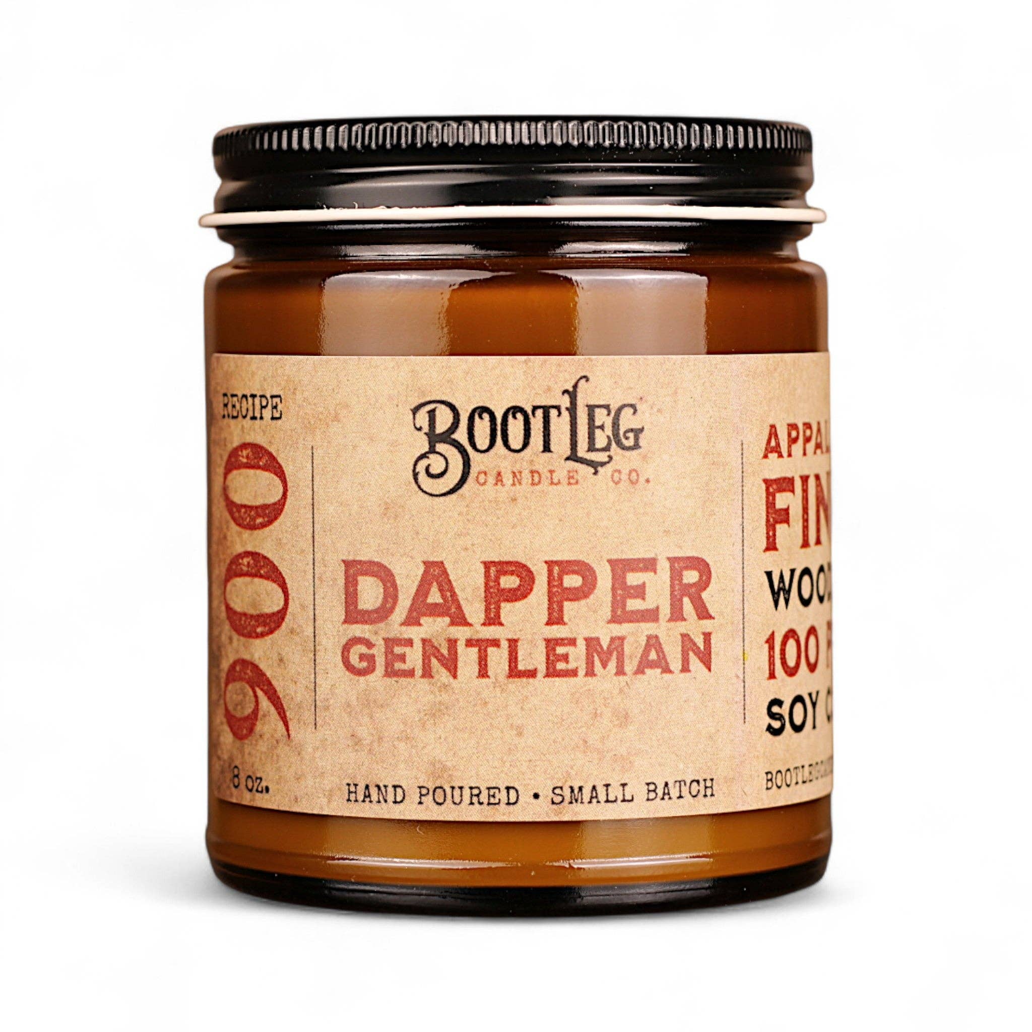 Bootleg Candle Company - Wholesale Jar/Filled Candle - Dapper Gentleman - 8oz Soy Wax, Wood Wick Candle0
