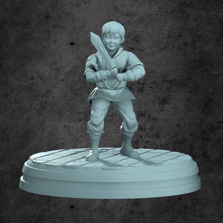 Logan (Villager Toddler) Miniature for Tabletop RPGs for wholesale by Kraken Dice