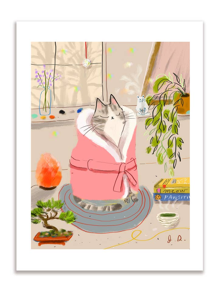 Zen Kitty Print for wholesale by The Dancing Cat