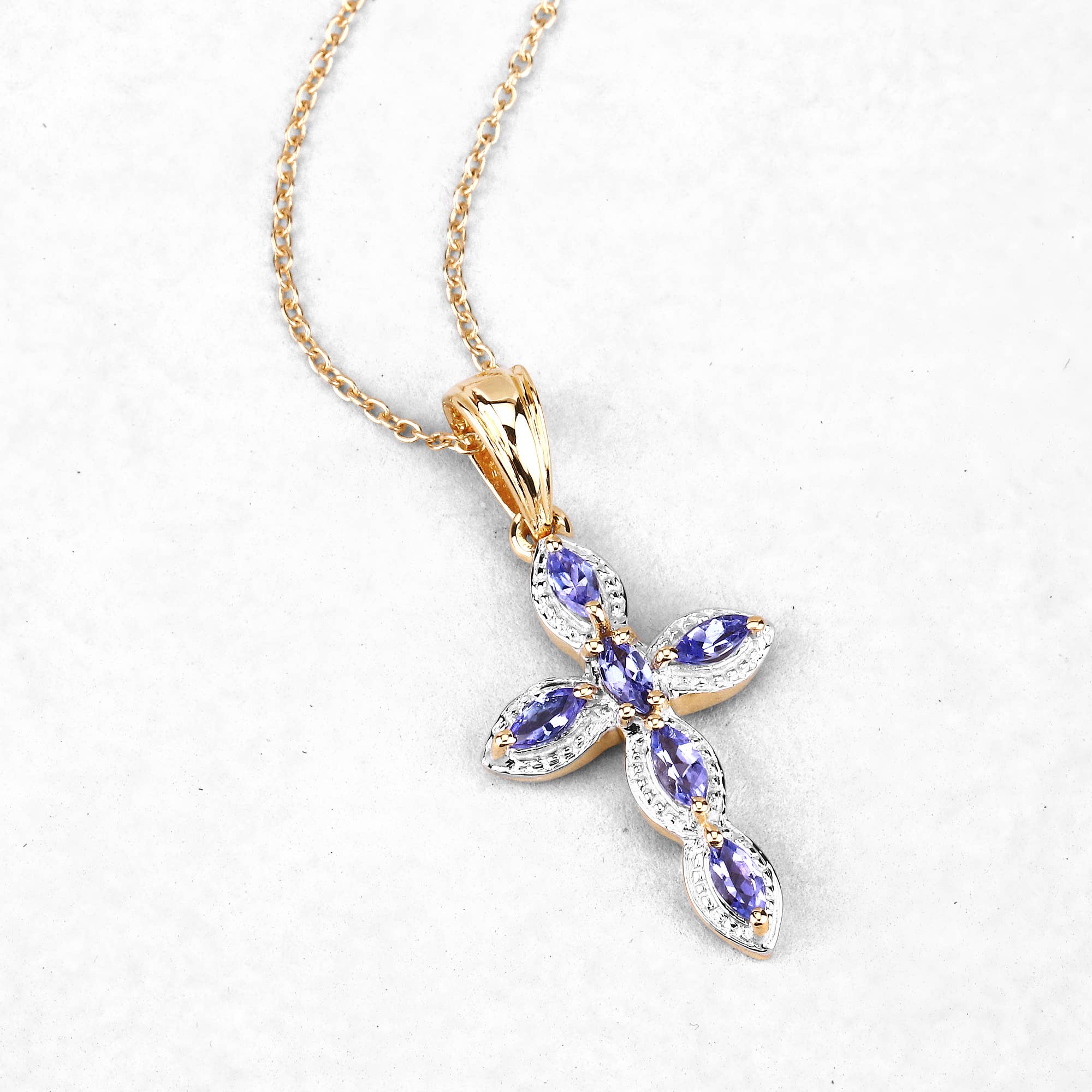 Quintessence Jewelry – wholesale Pendant/charm necklace – Tanzanite Pendant, Natural Tanzanite Cross Pendant Necklace5