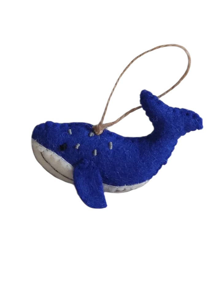 ORN806 - Felt Christmas Ornament- Blue Whale for wholesale by Evergreen Guardian Imports