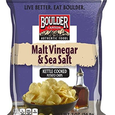 Shop The King - Wholesale Chips - Boulder Canyon, Malt Vinegar & Sea Salt Kettle Cooked Potato Chips, 2.0 oz. (8 count)