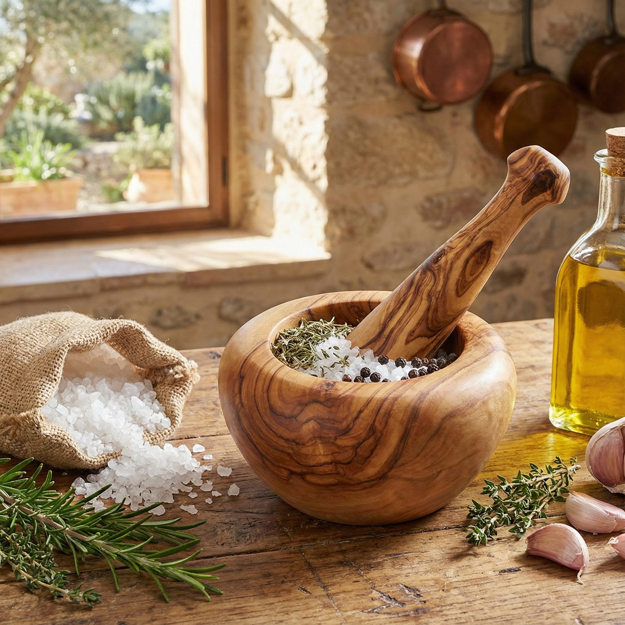 Handcrafted Olivewood - Wholesale Mortar & Pestle - Classic Olive Wood Mortar & Pestle, Handmade1