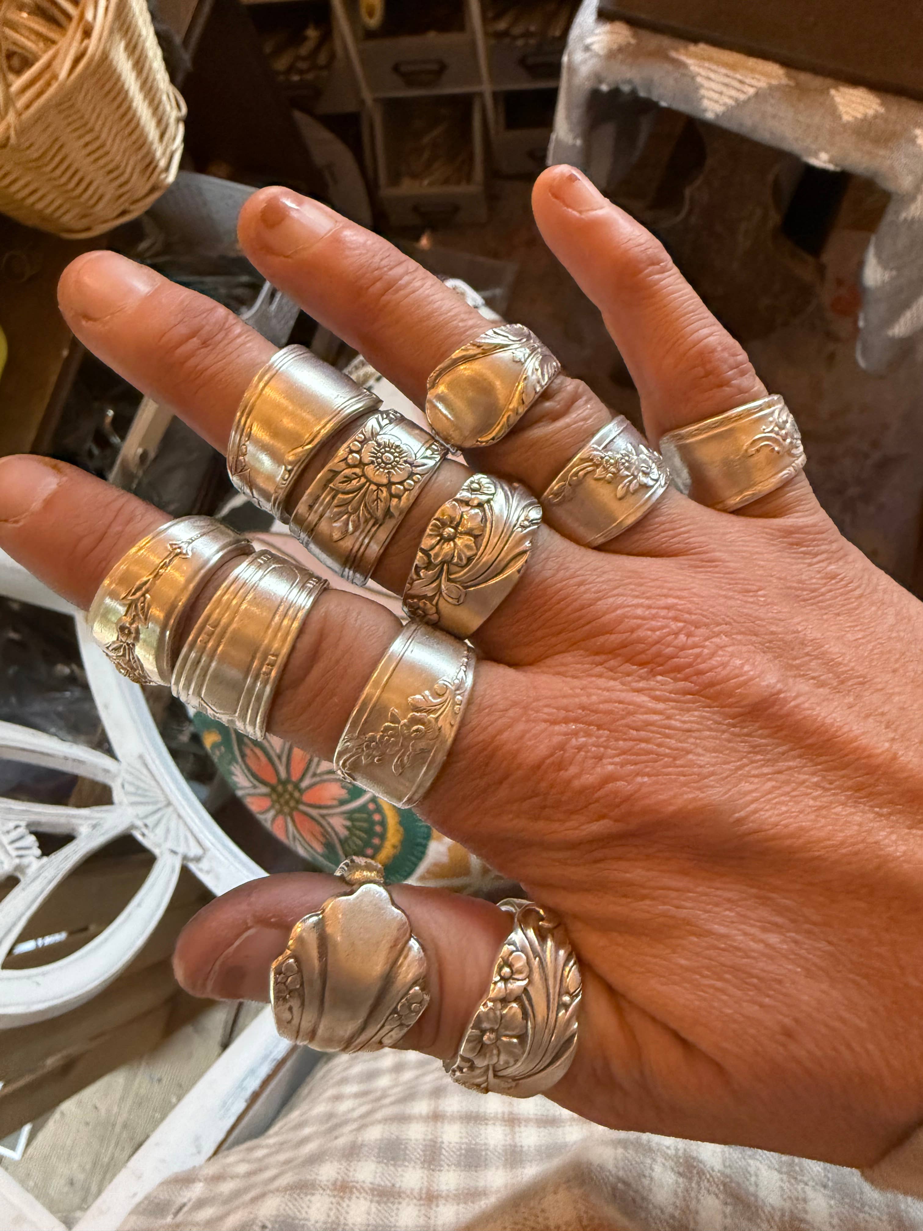 Anillos de cuchara, anillos de montaña, paisajes, anillos de plata