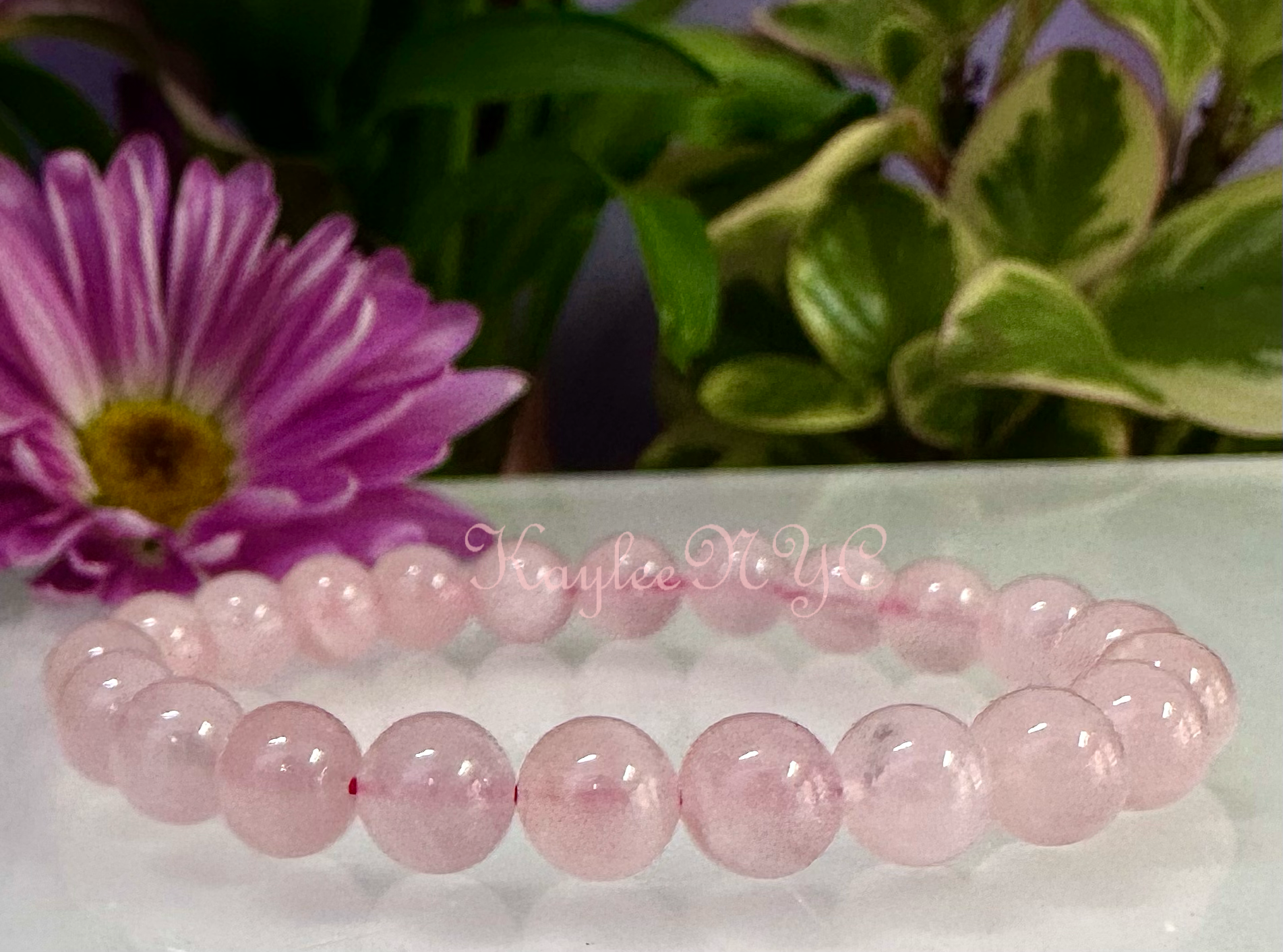 KayleeNYC - Wholesale Beaded Bracelet - Natural Rose Quartz 8mm 7.5” Crystals Healing Energy 10