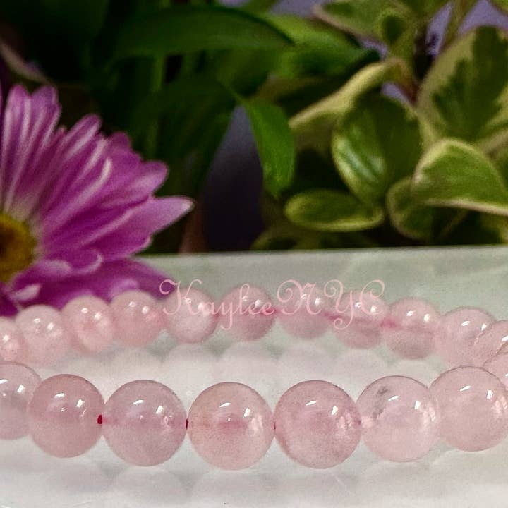 KayleeNYC - Wholesale Beaded Bracelet - Natural Rose Quartz 8mm 7.5” Crystals Healing Energy 10