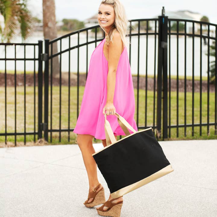Black Cabana Tote for wholesale on Faire