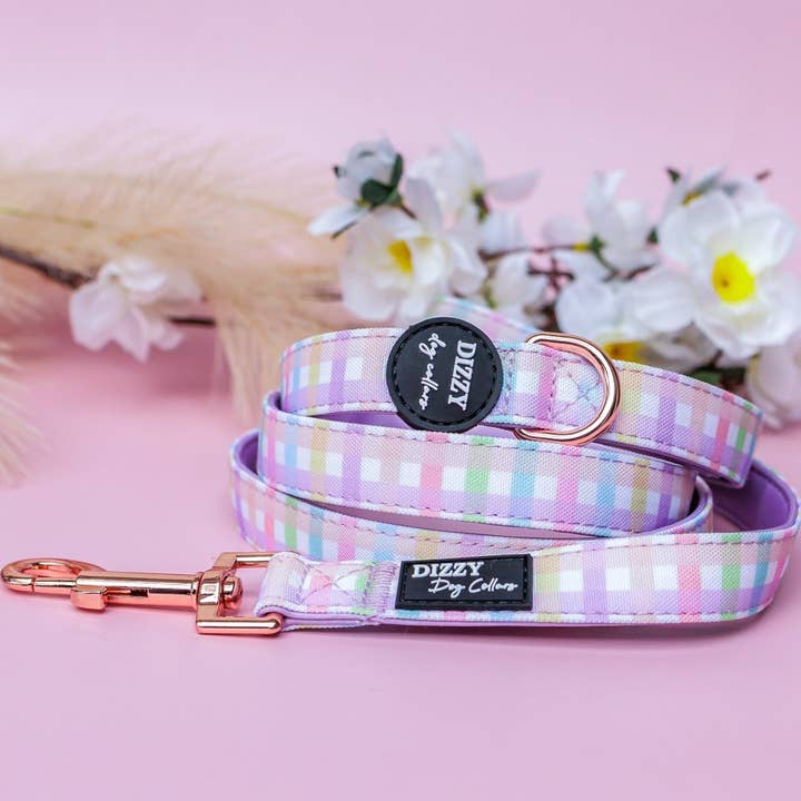 Dizzy Dog Collars - Wholesale Pet leash – Dog - RESTOCKS SOON - Sherbet Gingham Dog Leash | Canvas & Neoprene | Premium Quality Fully Padded Leash