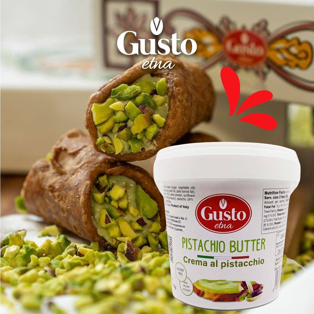Wholesale Italian Food - Wholesale Nut Butter - Gusto Etna Pistachio Cream Butter 3kg (6.6 lb) – 28% Pistachio, Made in Sicily, Italian Pistachio Spread for Gelato, Pastry & Desserts3