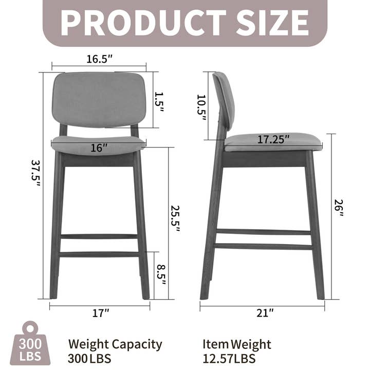 Glamour Home - Wholesale Stool - Set of 2 Azura Fabric Counter Stools with Walnut Legs11