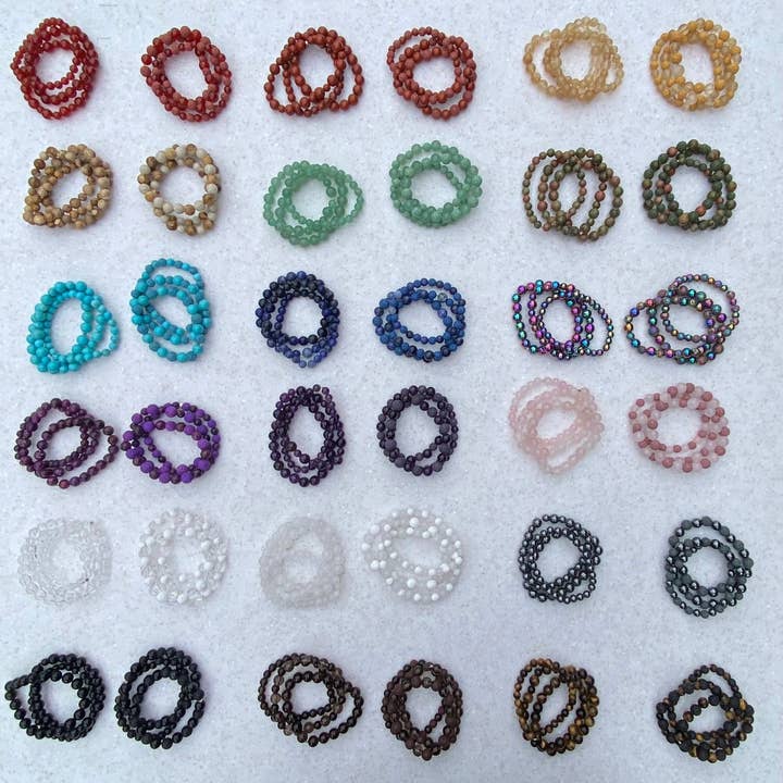 ShoGems – Engroshandel Perlearmbånd – Ædelsten & lavasten strækarmbånd 6/8 mm perler