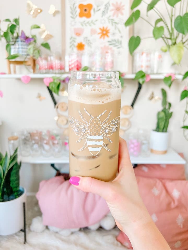 20oz Honey Bee Glass for wholesale by Hart and Flora Shop