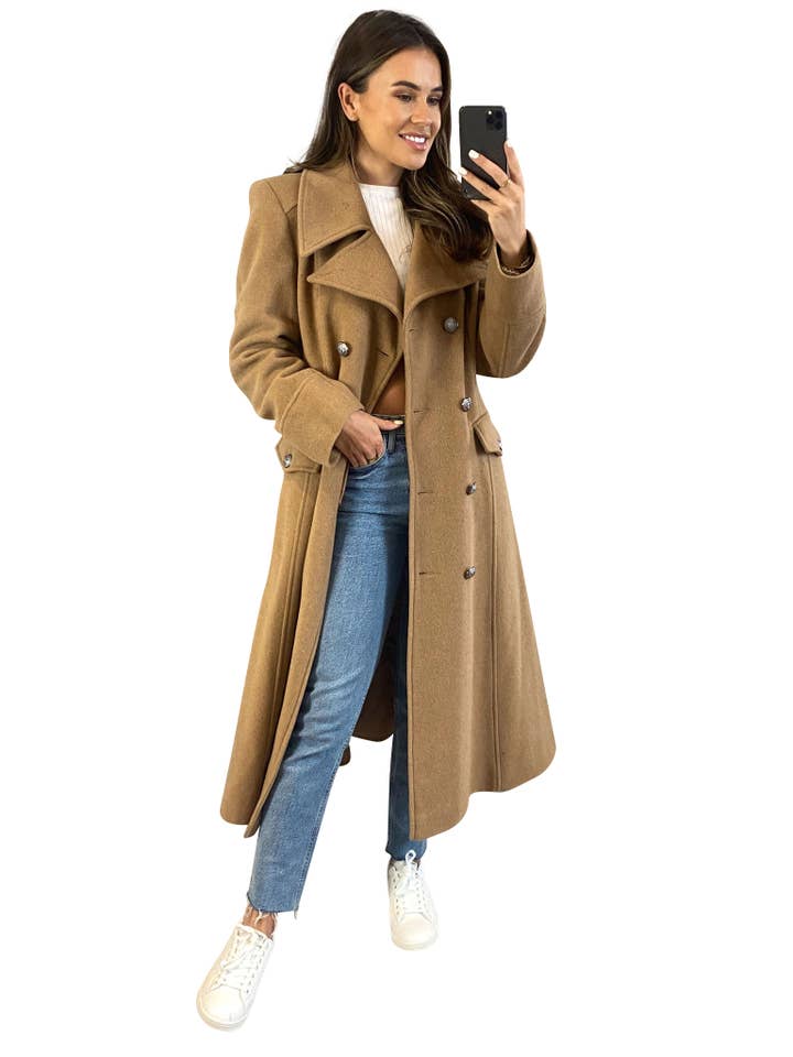 Anastasia – wholesale Rock - Dam – Womens dubbel knäppt militär vinterrock